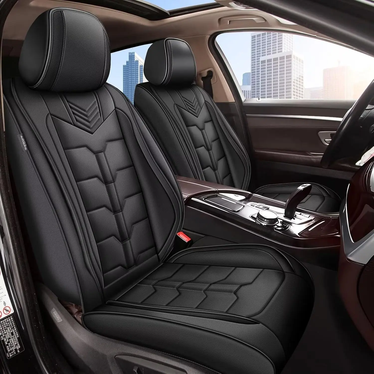 Premium Leather Car Seat Covers, Waterproof, Easy to Install, Universal Fit for Most 5-Seat Cars, SUVs, Vans & Trucks, Compatible with Ford, Chevy, Nissan, Hyundai, Toyota, Kia, Honda, Cadillac, Dodge, Jeep, VW, Mazda, Acura, Truck Car Seat Cushion summer