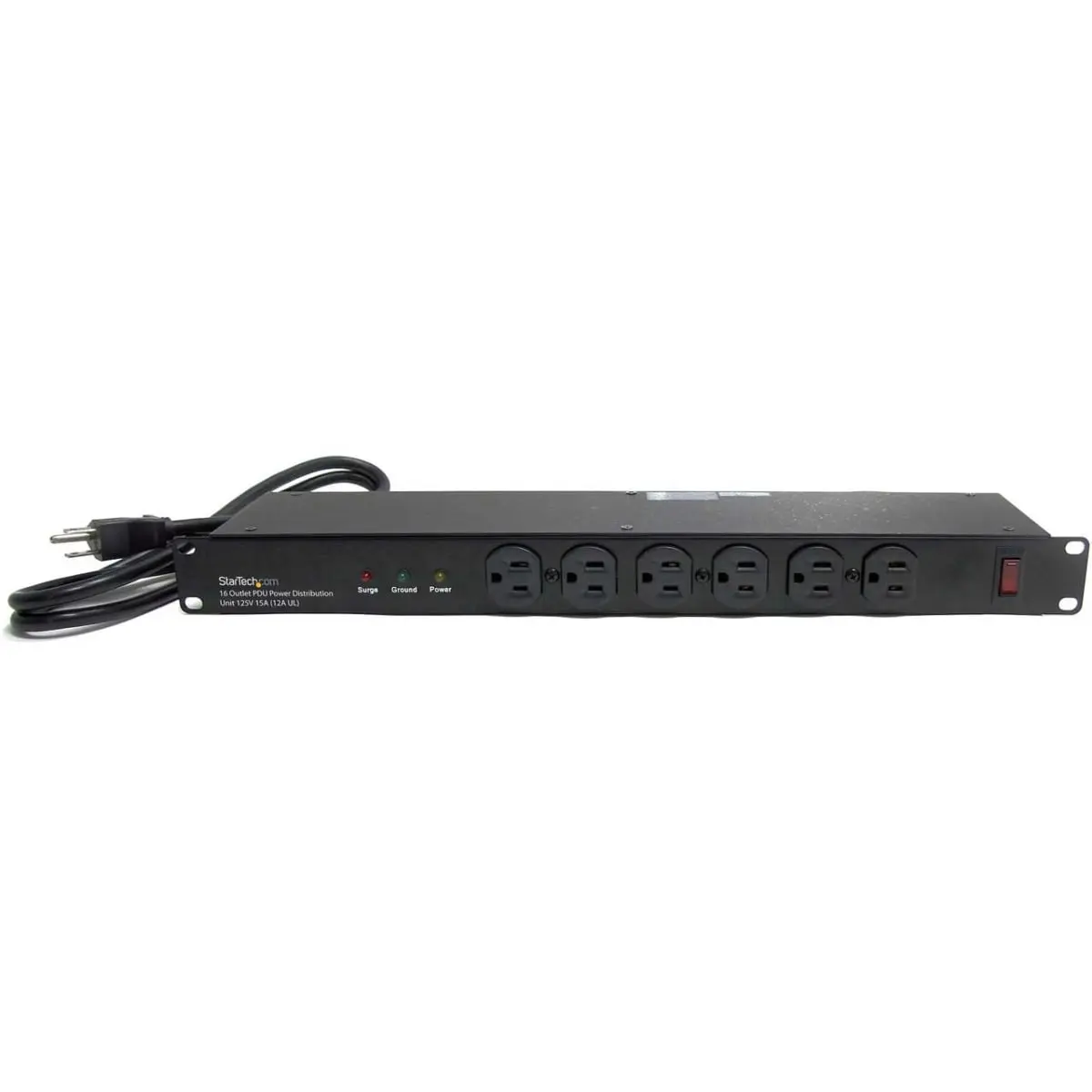 StarTech ST-RKPW161915 1RU Horizontal Rackmount PDU - 16 Outlets, Surge Protection, Surge Guard, Power Control for Server Gear
