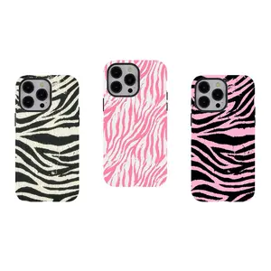 [No] Soft Pink Zebra Print Phone Case,Aesthetic Tough phone Cover,Durable 2-Piece design tough phone casing for iPhone 17 16 15 14 13 12 11 8 7 for Samsung Series,Y2K Baddie smartphone Cover,Shockproof Protective Cover,perfect gift for her/him