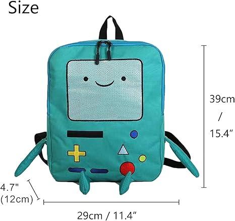 Cartoon Adventure Time BMO Backpack Funny Game Console School Bag 15x11x4.5 Inches Large Capacity Durable Material Adorable Design Portable Lightweight Casual Travel Bookbag
