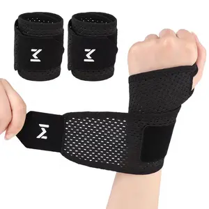 2-Pack Breathable Mesh Wrist Support Brace, Adjustable Hook Closure, Spandex Blend, Carpal Tunnel Relief Splint Strap, Unisex Gym Accessory,summervibes