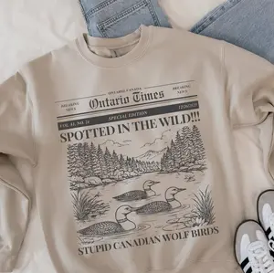Stupid Canadian Wolf Bird Sweatshirt, Heated Rivalry Hockey Inspired Sweater,  LGBT Love Crewneck, Booktok Merch, Movie Fan Shirt, Romance Reader Clothes Valentine Gift for Women Girl
