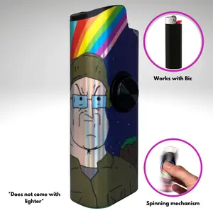 FLKR LYTR: Big Lezzz Fidget Spinning lighter case White Body, works with BIC, High quality polypropylene body for durability