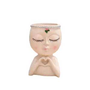 Creative Succulent Planter Resin Craft Decor, Half-Body Plant Pot for Home Storage, Garden Ornament, Unique Decoration Piece