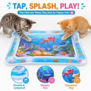 【PIPA】Interactive Cat Water Mat, 0.7mm Thickened PVC Cat Cooling & Warming Play Pad, Foldable Indoor Cat Enrichment Toy with Floating Color Patterns, Easy-Fill Leak-Resistant Design