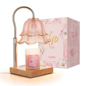 Flower Candle Warmer Lamp with Timer : With 2 Bulbs, Table Lamp Height Adjustable, Home Bedroom Decor, House Warming Gift, Birthday Gift, Gift for Women, Mother's Day Gifts Decoration Items Ornaments