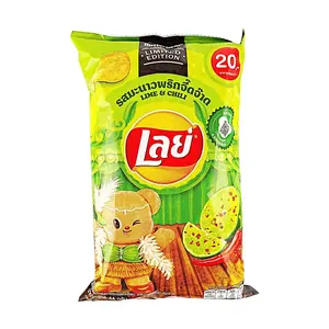 Lay's Thailand Spicy Lime Potato Chips 44g - Authentic Thai Flavor, Refreshing Snack, Addictive Taste