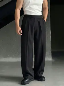 Men's Spring Summer Casual Wide Leg Pants, Fashion Trendy Plain Design, Comfortable & Stylish, Perfect for Daily Wear & Outdoor Activities