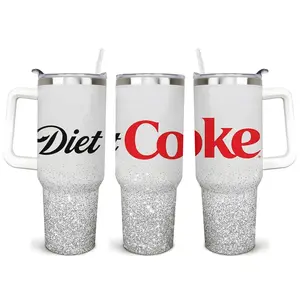Diet Coke Tumbler 40oz Insulated Tumbler With Handle & Straw, Sugar-free Diet Soft Drinkware, Feminine Travel Insulated Stainless Steel Mug, Fashionable Gift For People With Diabetes, People Who Want To Lose Weight, Trending Flasks On Tiktok 2026