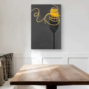 Begin Home Decor C1MP2030I420L9 20 x 30 in. Spaghetti Pasta Around A Fork Wall Art - Contemporary Metal Print