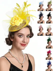 Fascinator Hat for Women, Tea Party Headwear with Ribbons and Feathers, Elegant Headband and Clip Set, Perfect for Special Occasions