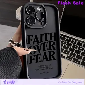 Faith Over Fear Comfortable to Hold, Durable And Stylish, High Quality Protective Phone Case, for Iphone 16/15/14/13/12/11/X Series, Black/White Background, Camera Lens Protection, Shockproof, Anti Slip, Lightweight,TPU Material Smartphone Cover Cellphone