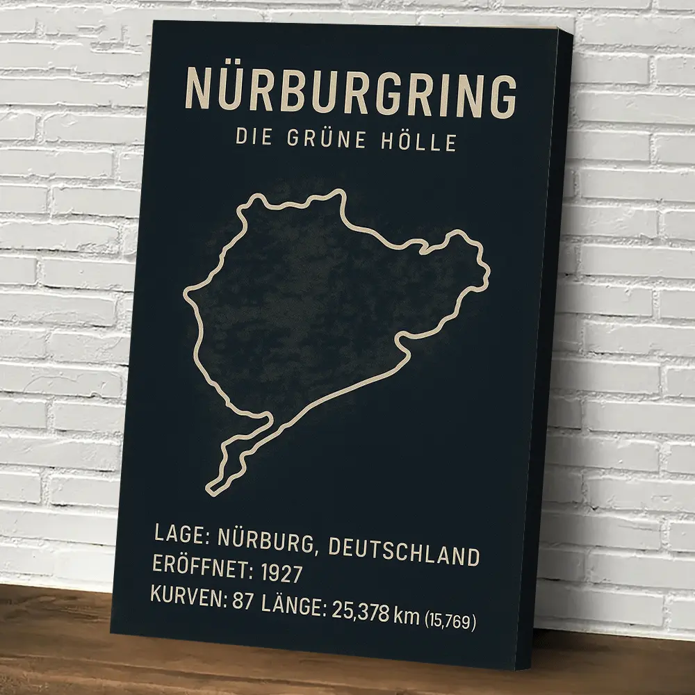 1pc, Nürburgring Track Map Canvas Painting - German Text Canvas Print Poster with Wooden Frame - Suitable for Home, Office or Garage Decoration, Indoor Wall Art Decoration - Motorsport Decoration - German Home Decor - Easy to Hang