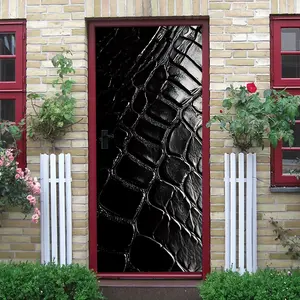 2pcs Vintage Crocodile Leather Texture Wall Sticker Stereo Simulation Animal Pattern Decorative Decal Self Adhesive Waterproof Removable Door Frame Wall Art Sticker for Living Room Bedroom Home DIY Reno