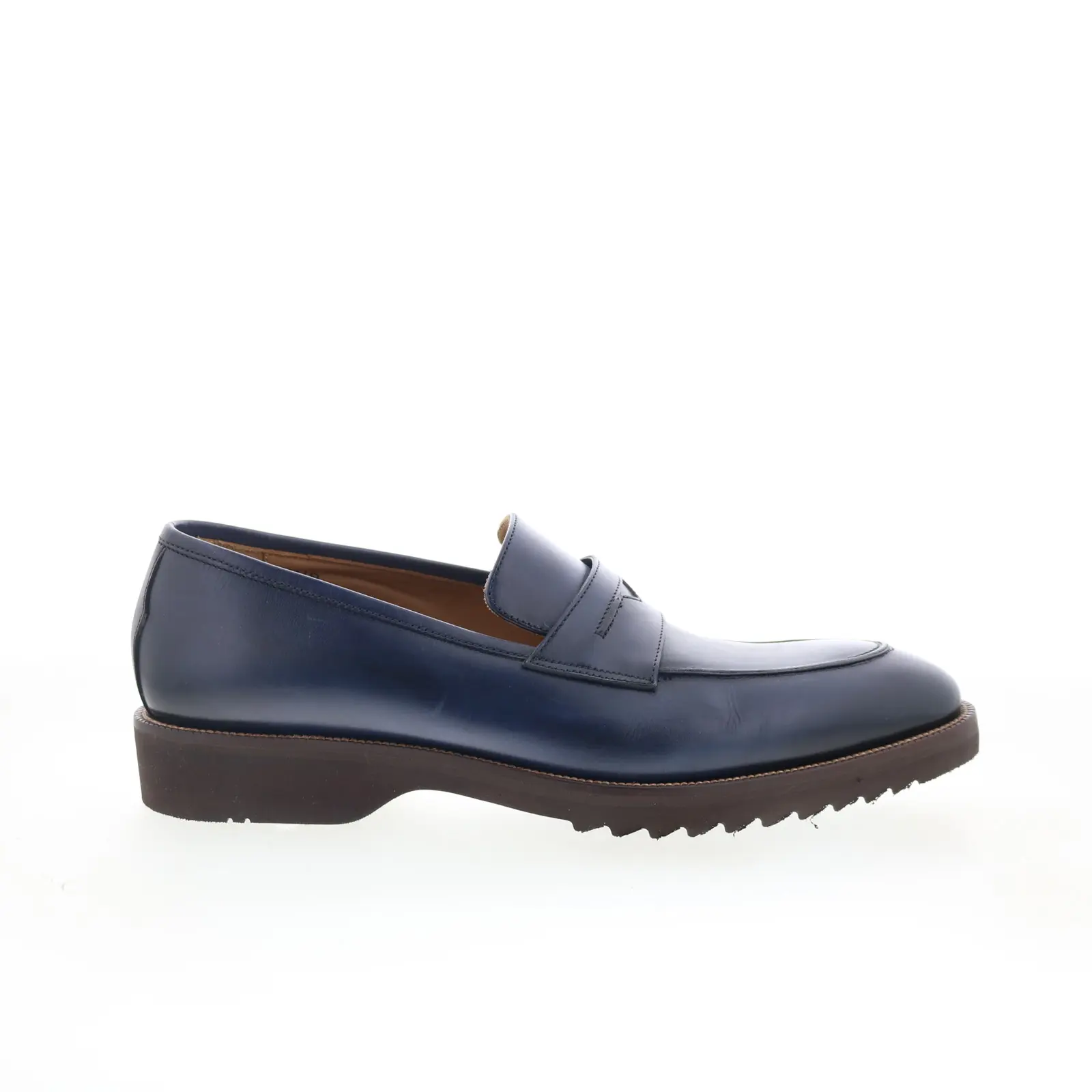 Pastori by Di Bianco Titus Mens Blue Leather Loafers & Slip Ons Penny Shoes