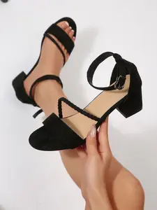 Women's High Heel Sandals, Elegant Minimalist Sandals, Elegant Fashionable Sandals, Simple Fashion Low Block Heels, Perfect for Summer Casual Outdoor Wear & Party Events, Stylish Dress Shoes