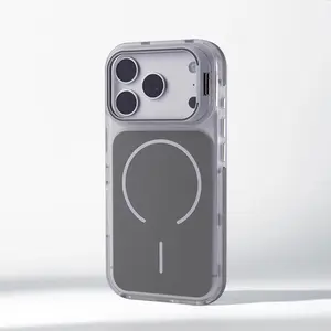 Luxury Matte Shockproof Magnetic Bumper Case For iPhone  17 Air 17 16 15 14 13 12  Pro MaxPlus For Magsafe Lens Protect Stand Cover