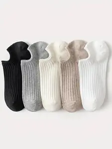 Women's Boat Socks Set of 10, All-Season Fitted Short Socks, Non-Slip Invisible Low-Cut, Random Color Pairing, Casual Style Womenswear