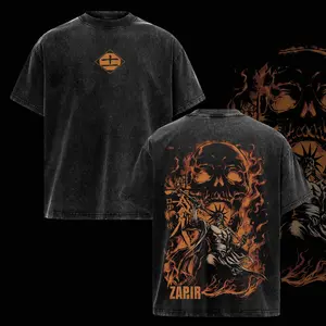 Kenpachi Zaraki Bleach TYBW Vintage Washed Oversized T-Shirt – Thousand-Year Blood War Anime Graphic Tee, Kenpachi Dark Samurai Flame Skull Art Shirt, Soft Cotton Streetwear Casual Apparel, Unisex Top, Gift for Bleach Fans