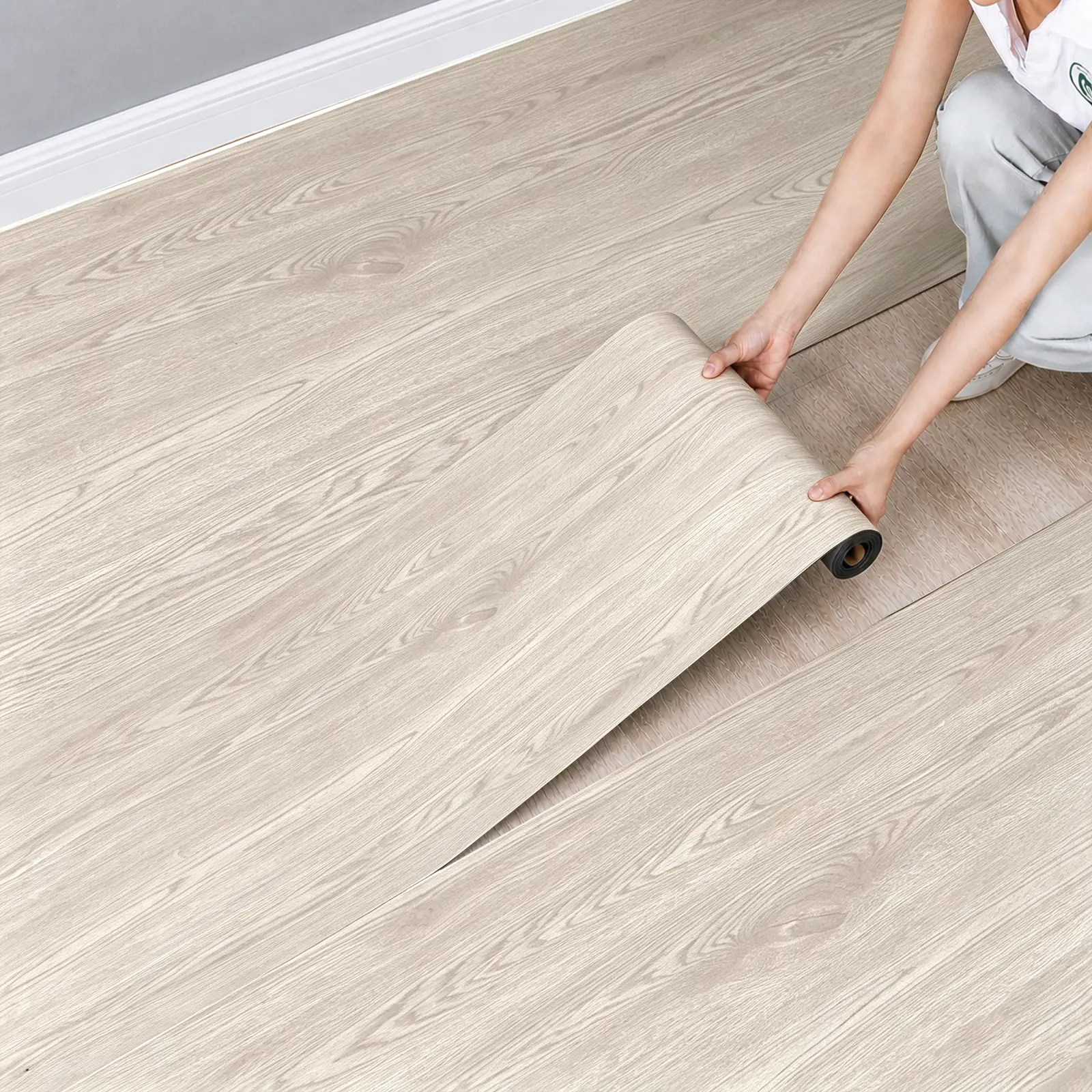 1 Roll 118.11 in/300 cm Self-Adhesive Vinyl Flooring, Thickened 3D Vintage Wood Grain Peel-and-Stick Floor Covering, Removable, Waterproof, Wear-Resistant, Easy to Clean and Install for Indoor DIY Home Renovation