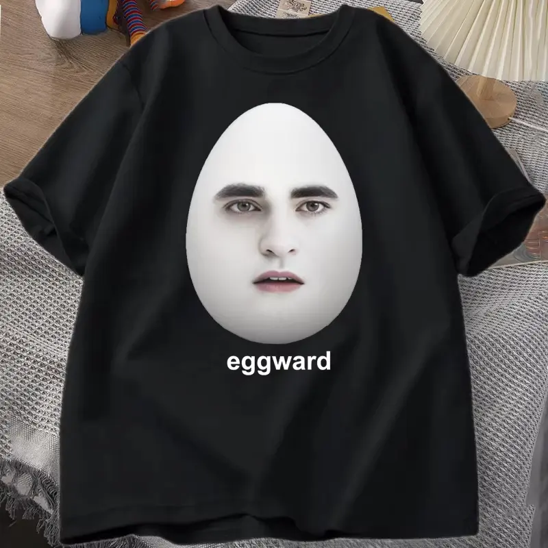 Graphic T-Shirt for Women, Casual Short Sleeve Twilight Eggward Meme Tee, Cotton Fitted Round Neck Tops, Parody Humor Clothes, Edward Cullen Parody Humor