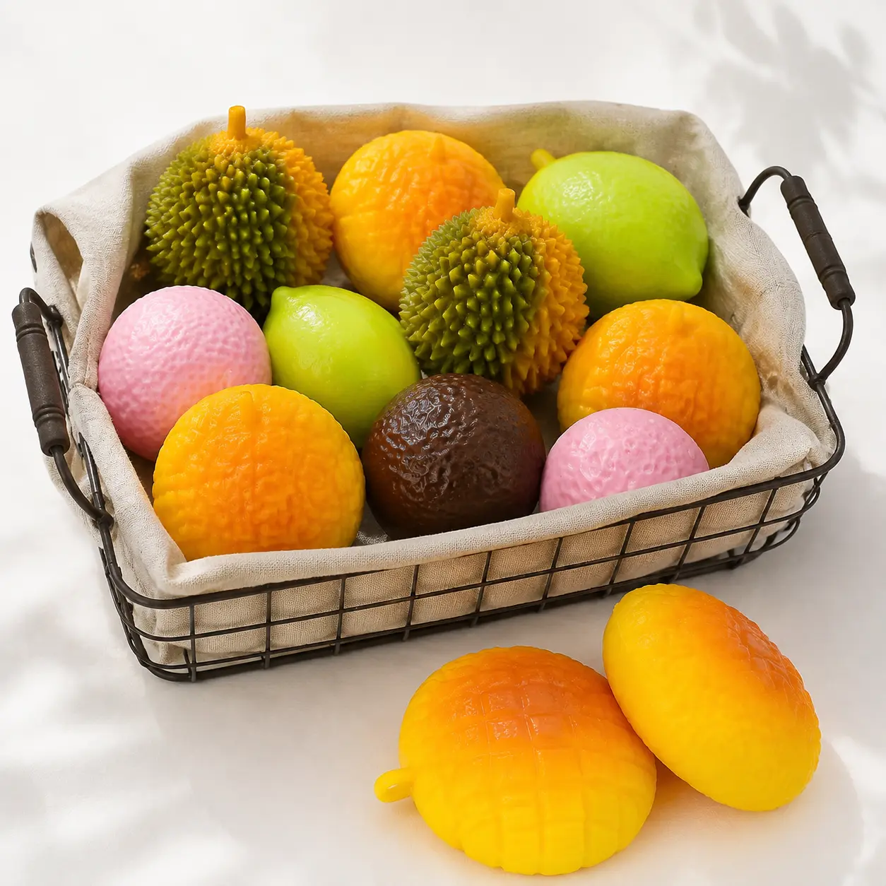 Popimi Handmade Squishy Stress Balls, Crunchy ASMR Sensory Fidget Squeeze Toys, Soft Stress Relief Toys – Mango, Lemon, Durian, Pie & Dumpling