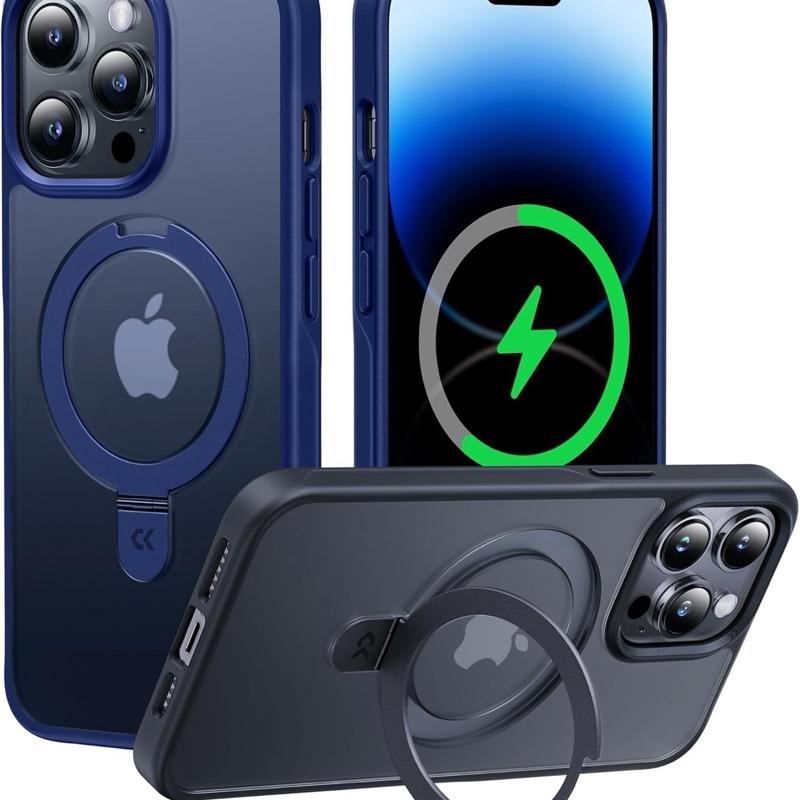CASEKOO Blue Protective Cover for iPhone 14 Pro Max with Magnetic Invisible Stand & Military Drop Protection Compatible with MagSafe Shockproof Slim Translucent Matte Promax Case 6.7 Inch