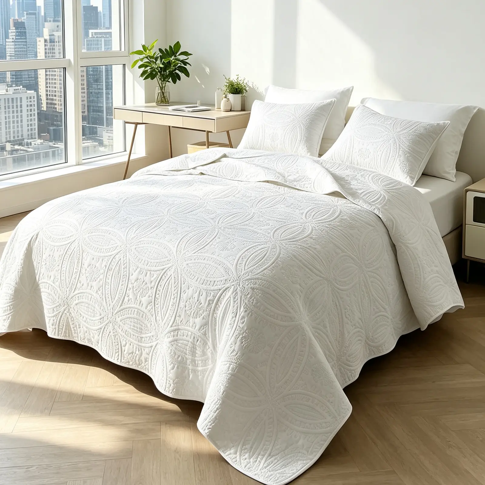 【Back to School】 Dorm Coverlet Set – 3-Piece Ultrasonic Quilted Bedspread with 2 Pillowcases, Lightweight All-Season Soft Bed Cover, Breathable Wrinkle-Resistant Fabric for College Students