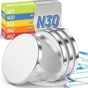 4Pcs Strong Neodymium Disc Magnets with Double-Sided Adhesive, Powerful Permanent Rare Earth Magnets, Fridge, DIY, Building, Scientific, Craft, Office Magnets