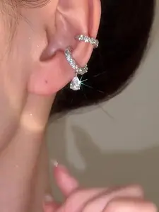 Elegant Zirconia Water Drop Earrings, Fashionable No Piercing Ear Cuffs, Perfect for Women, Daily Wear Accessories