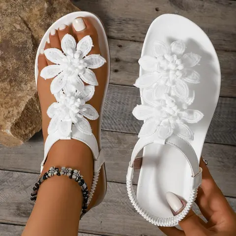 Women's Fashionable Plain Color Slip-on Sandals, Casual Toe Thong Sandals for Summer, Lightweight Breathable Comfortable Non-slip Sandals for Daily Wear, Boho Casual Sandals, Boho Style Sandal, Fashionable Wedge Sandals, Summer Boho Shoes