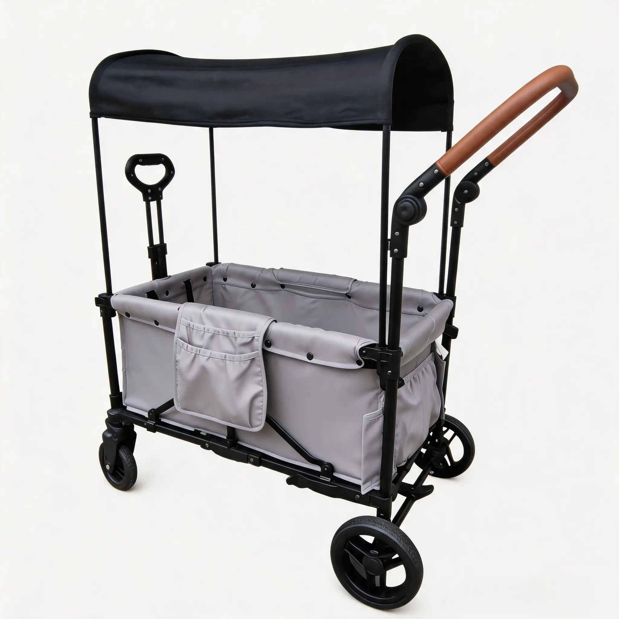 Unisex Stroller Wagon for 2 Kids, Lightweight Foldable Push-Pull Design with 1-Hand Fold, Adjustable Handle, Removable Canopy & Shock-Absorbing Wheels for Outdoor Travel, Lightweight Foldable Stroller, Double Stroller