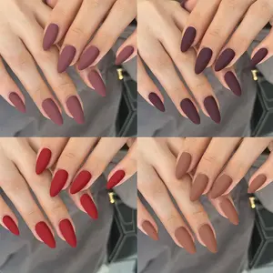 96pcs Almond Matte Nail Set, Medium Length Reusable DIY Acrylic Nails, Press-On Nails, Y2K Style, Suitable for Women Girls, DIY Nail Kit