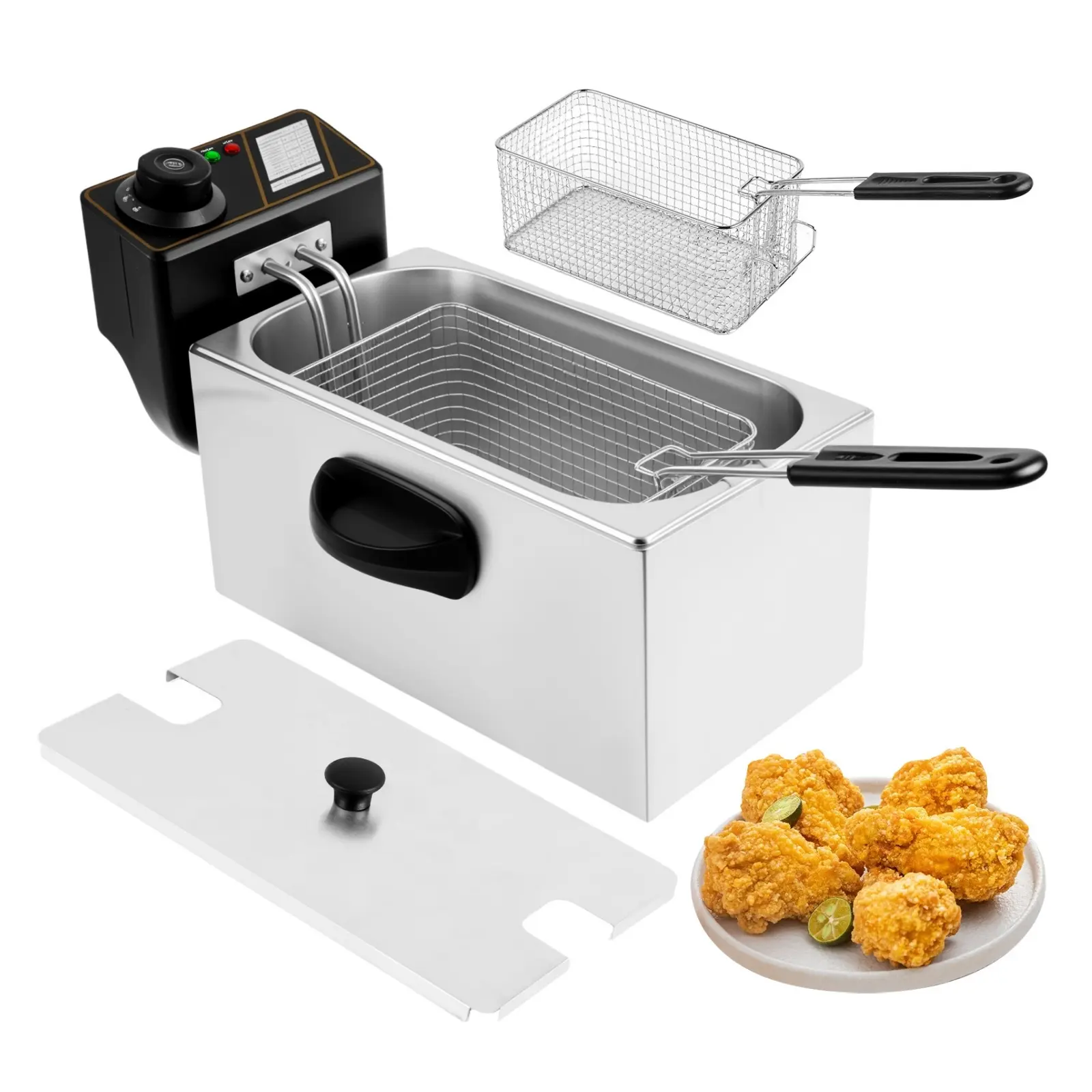 SENROB Dual Basket Electric Deep Fryer - 2500W Commercial-Grade Stainless Steel Dual Zone, 4L Double Tank Adjustable Temperature Fryer for Restaurant, Snack Bar, Cafe, Food Truck & Home Kitchen with Easy Maintenance