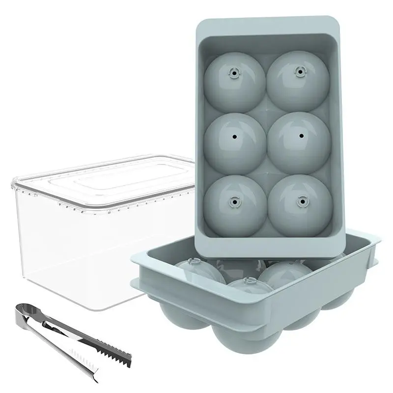 Whiskey Ice Ball Maker, Clear Sphere Mold with Storage Box & Ice Tongs & Ice Scoop, Bar Utensils for Home Kitchen, Home Bar Accessories, Ice Ball Molds