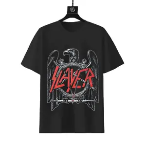 Slayer Vintage Eagle Pentagram Unisex Cotton T-Shirt for Metal Fans Streetwear Relaxed Fit Shortsleeve