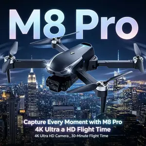 M8 Pro 2026 GPS Drone boasts 4K UHD EIS Camera and 5G WiFi FPV. Utilizing reliable Brushless Motors, Optical Flow Hover, Obstacle Avoidance and Auto Return, it supports 360° Stunt Roll and 2 Batteries for long flight.
