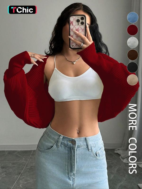 Women's Short Bolero Cardigan, Long Sleeve Fitted Sweater, Casual Fall & Winter Fashion, Comfortable Layering Option