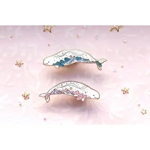 Mountain Sky Beluga Whales Enamel Pin Set