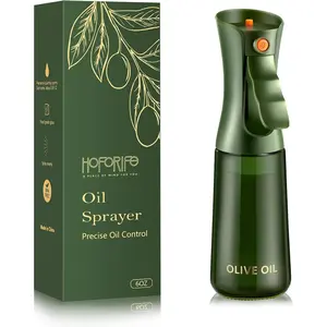 Glass Olive Oil Sprayer for Cooking, Oil Mister Continuous Cooking Spray with Portion Control for Kitchen 200ml/7oz (Green Bottle)