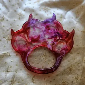Cute Paw with Nails Keychain - Vibrant Red and Purple Design for Adorable Accessories
