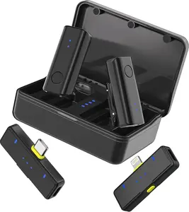 X2  Lavalier Microphone for  Android Phones iPad Tablets, Clip on Lapel Microphone System with 24H  Case for Video Recording Vlogging, YouTube, Interview