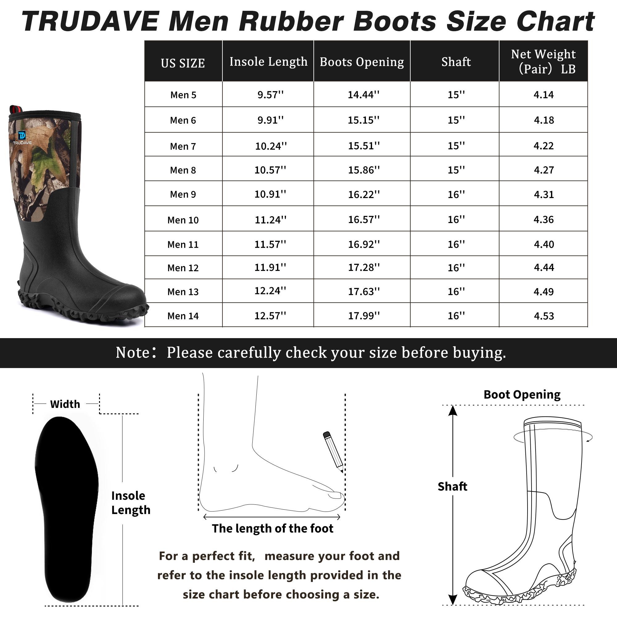 【No steel toe】Trudave Rubber Boots for Men, Waterproof Work Rain Boots, 6mm Neoprene Anti-slip Mud Boots with Steel Shank, Size 5-14 Comfortable Industrial Shoe 【No steel toe】Trudave Rubber Boots for Men, Waterproof Work Rain Boots, 6mm Neoprene Anti-slip Mud Boots with Steel Shank, Size 5-14 Comfortable Industrial Shoe