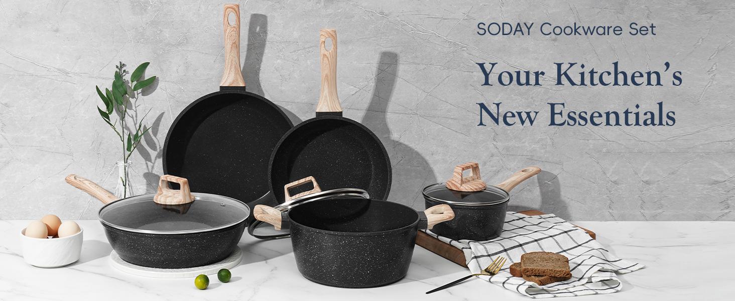 SODAY 12 Pcs Pots and Pans Set Non Stick, Kitchen Cookware Sets White Granite Nonstick Cooking Set with Frying Pans, Saucepans,Nonstick Pots with Glass Lid (NO PFOS, PFOA),Kitchenware,stock up on specials, DealsForYouDays,Father's Day Gift SODAY 12 Pcs Pots and Pans Set Non Stick, Kitchen Cookware Sets White Granite Nonstick Cooking Set with Frying Pans, Saucepans,Nonstick Pots with Glass Lid (NO PFOS, PFOA),Kitchenware,stock up on specials, DealsForYouDays,Father's Day Gift