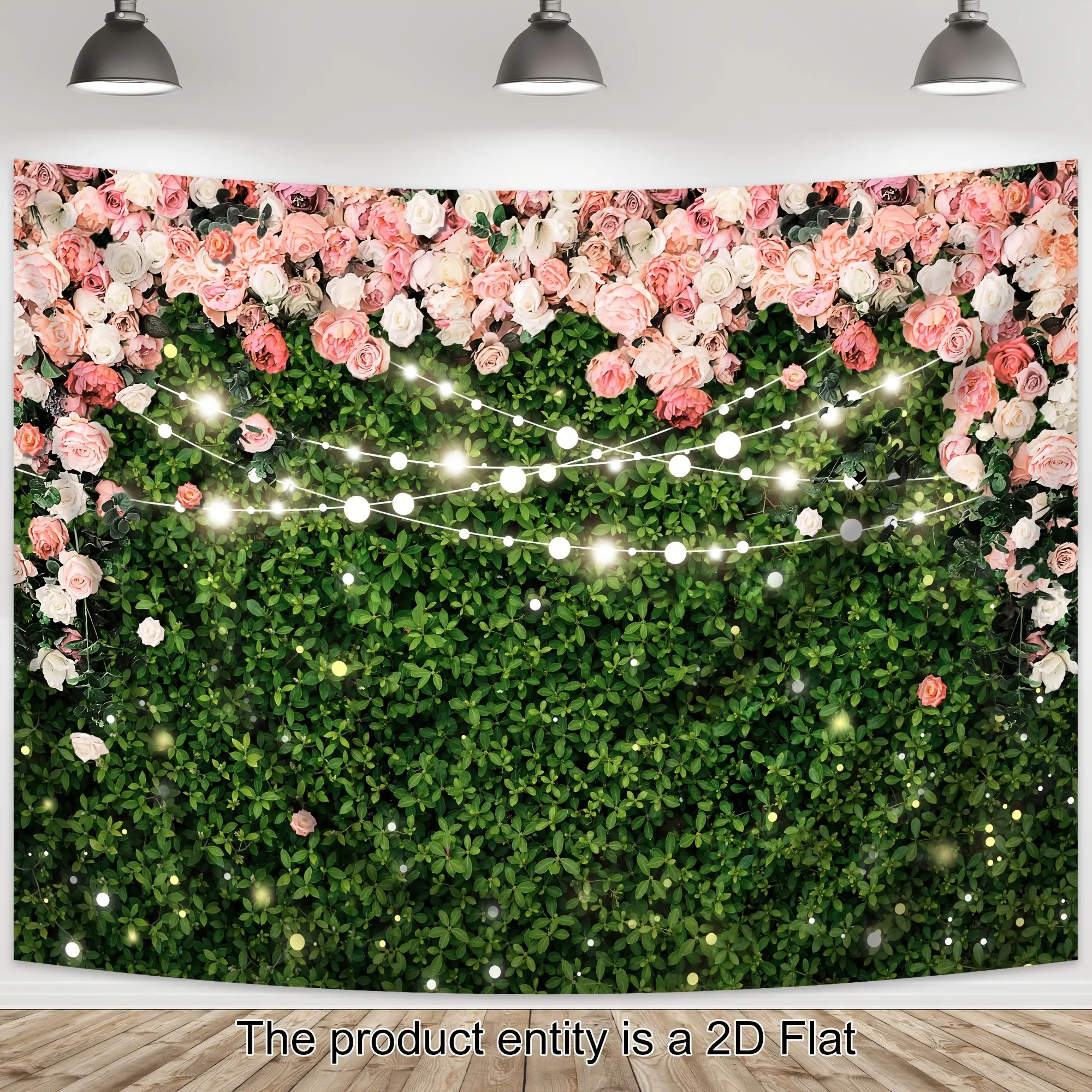 Pink Rose Leaves Backdrop Spring Floral Backdrop Natural Garden Background Cloth Flower Tapestry Wall Hanging Photography Background Polyester Fiber Wedding Bridal Shower Birthday Party Event Studio Decor Prop Wall