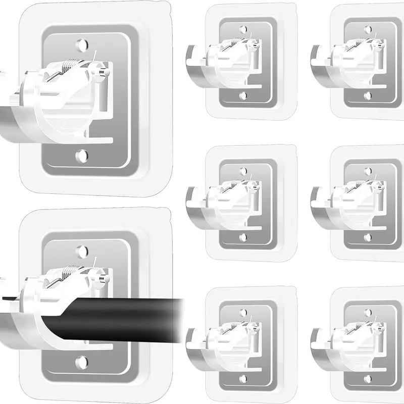 No Drill 8PCS Curtain Rod Brackets - Nail-Free, Self-Adhesive, Hangers for Bathroom, Kitchen, and Hotel Organiser Plastic