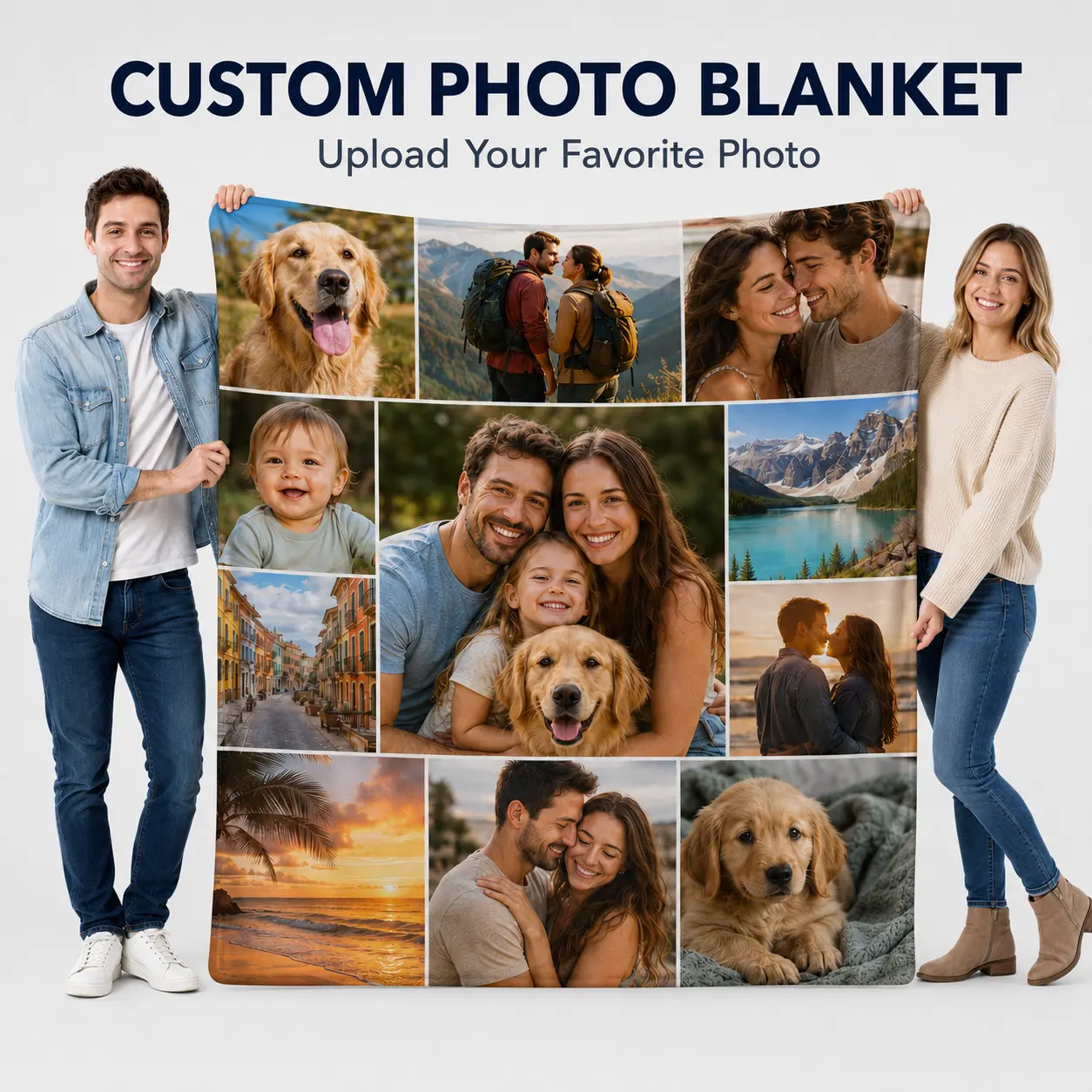 Custom Photo Flannel Blanket - Upload Your Picture Personalized Soft Cozy Throw, Memory Gift for Family, Birthday Anniversary Christmas