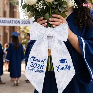 Printed Graduation Bouquet Sash, Class of 2026 Personalized Name Floral Graduation Stole