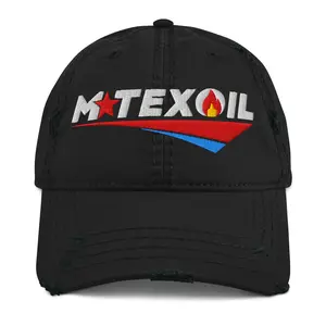 M Tex Oil Cap MTEX OIL Embroidered Distressed Dad Hat