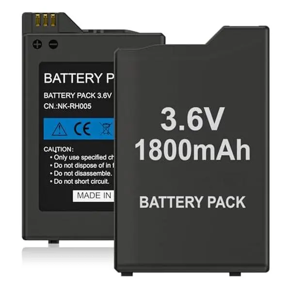 RUNTOGOL 2pcs Lithium-Ion Rechargeable Console Batteries - 3.6V 1800mAh Long-Lasting Replacement for Sony PSP 1000 Series (PSP-1001, PSP-110, PSP-1002-1008, PSP-1010 & Fat Model) - Durable, Safe Gaming Accessory